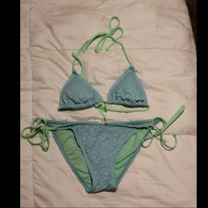 Blue and green bikini